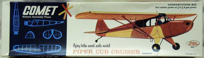 Comet Piper Cub Cruiser - 30 Inch Wingspan Flying Balsa Aircraft, 3902-300 plastic model kit